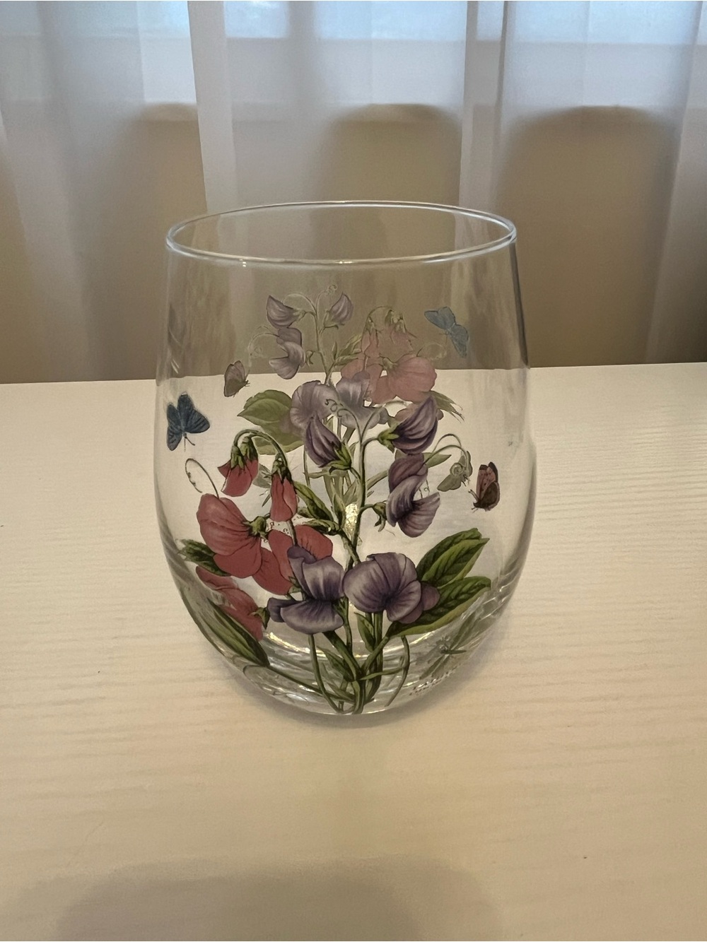 Portmeirion Botanic Garden Sweet Pea Stemless Wine Glass Lathyrus Odoratus